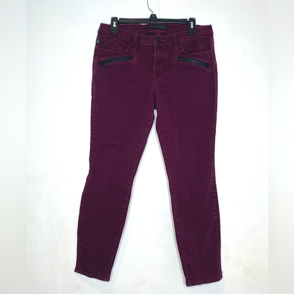 Rock & Republic maroon jeans size 12 women side zippers - Picture 1 of 7